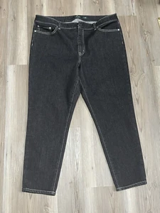 Lauren Ralph Lauren Womens 16 Black Denim White Stitching Premier Skinny Ankle - Picture 1 of 12