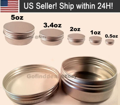 Aluminum Round Metal Tins,Storage Jar Candle Lip Balm Cosmetic Sample Containers - Image 1 of 4