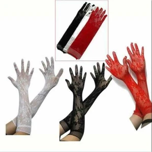 Transparent Lace Elastic Gloves Fashion Women Sexy Trendy Stretch long costume - Picture 1 of 6