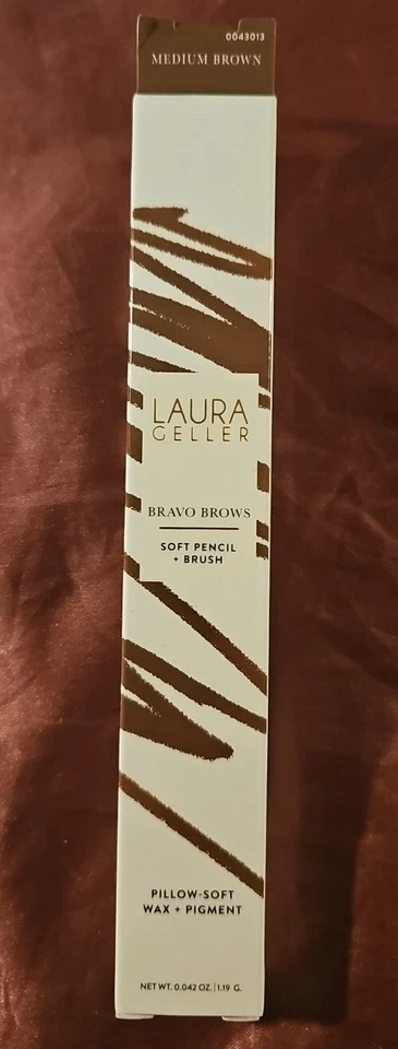 Laura Geller Bravo Brows Soft Pencil + Brush ~Medium Brown~ .042 oz BNIB - Image 1 of 1