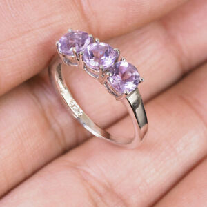 Top Quality Natural Amethyst Sparkling Purple Gemstones 925 Sterling Silver Ring