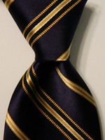 JOS. A. BANK Sevenfold Men's Necktie ITALY Luxury STRIPED Blue/Yellow EUC Rare