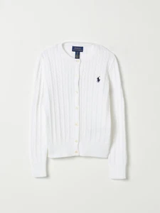 [NEW] Polo Ralph Lauren Girls Cable-Knit Cotton Cardigan (SZ:XL(16) / White) - Picture 1 of 6