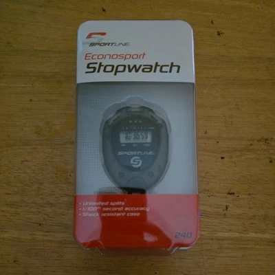 Sportline Econosport Stopwatch 240 Gray Unlimited Splits 1/100th Second Accuracy - Image 1 of 2