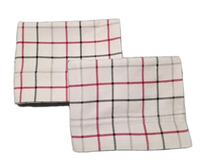 Комплект из 2 клетчатых красных, черных, белых фланелевых наволочек 20 X 32 стандартные/королевские - Изображение 1 из 4