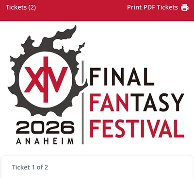 Final Fantasy XIV Fan Festival 2026 Anaheim Ticket | FFXIV Fanfest NA 2026 - Image 1 of 2