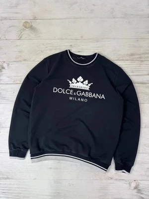 复古 Dolce Gabbana Milano Big Logo 运动衫男式 M 码黑色 — 第 1/4 张图片
