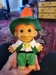 Vintage Russ Troll Doll Leprechaun Irish St Patrick's Day Orange Hair 5" - Picture 1 of 9