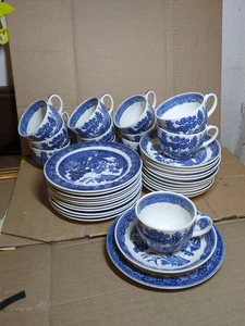 12 x Wedgewood Willow Trios - Cups Saucers Side plates - Picture 1 of 21