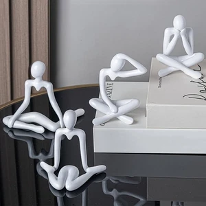 4Pcs Decorative Abstract Thinker Men Statue Showpiece Set For Home Decor Office - Picture 1 of 3