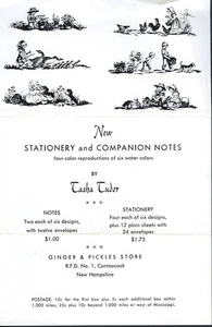 ADVERTISING SHEET NEW STATIONERY AND COMPANION NOTES / Tasha Tudor 1959 #29818 - Picture 1 of 2