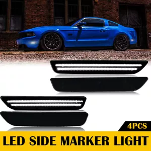 4pcs for 10-14 Ford Mustang Side Marker Light White LED Front + Rear Bumper Lamp - Picture 1 of 12