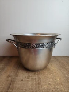 Pottery Barn Ice Bucket Wine Champagne Bottle Cooler Vintage Pewter Home Barware - Picture 1 of 24