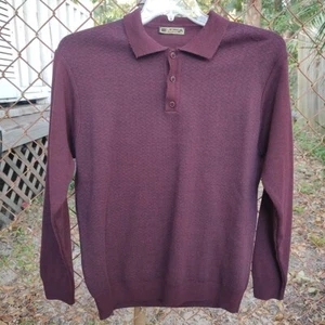 VTG Galleria Fine Knit Sweater Men's M Wool Blend Long Sleeved Purple Maroon - Picture 1 of 12