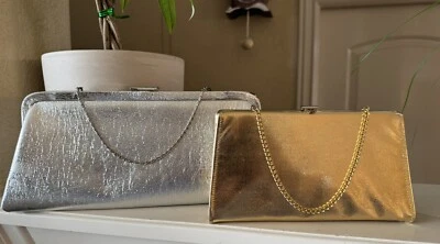 Vintage Clutch to Handbags in 8" GOLD & 13" SILVER Envelope Lot 2 - Image 1 of 4