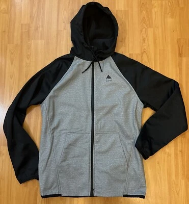 Burton Crown Weatherproof Full Zip Hoodie Men's - Med Gray Black Fleece Lined - Image 1 of 4