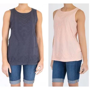 White Stuff Womens Top Cotton Embroidered Sleeveless Vest Pink Peach Size 14 - Picture 1 of 8