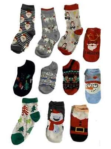 Girls 12 Days of Socks Christmas Holiday 12 Pair Large Shoe Size (3-10) - Picture 1 of 1