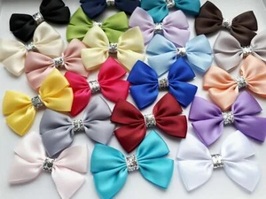 6 X SMALL SATIN BOWS  CRAFTS CHRISTMAS GIFT BOWS 7 X 5 CM  PLAIN LITTLE BOWS UK - Picture 1 of 30