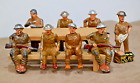 Vintage Barclay Manoil Lead Toy Soldiers Eating at Table Lot of 8 Figures - READ