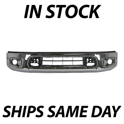CHROME Front Bumper Face Bar Compatible with 2017 2018 2019 Nissan Titan w/ Park - Image 1 of 4