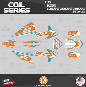 Graphics Kit for KTM  125XC, 250XC, 300XC 2019 2020 2021 2022 Coil Series - Cyan - Picture 1 of 6