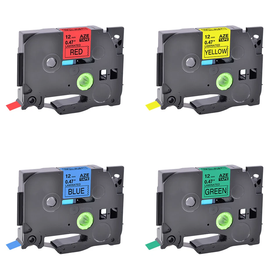 4x Compatible para Brother TZ TZe 431-731 12 mm Cinta de Etiqueta Roja/Azul/Amarilla/Verde Foto 1 de 4