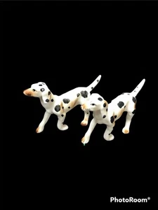 Vintage Dalmation Dog Figurines Pair 2 Miniature, Bone China - Picture 1 of 6