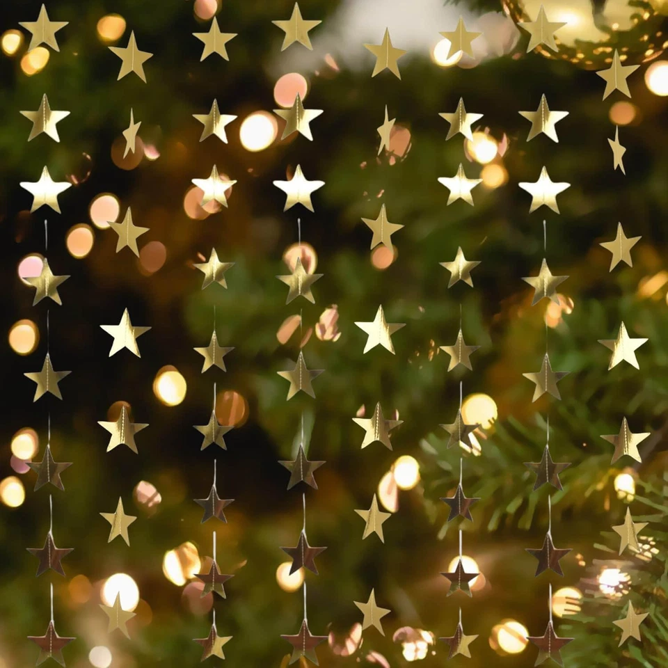 Paquete de 8 Guirnalda Estrella Dorada Colgante Decoración Navidad Noche Estrellada, Estrella Dorada Twinkl Foto 1 de 4