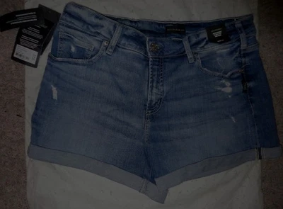 PLATEADO Mujer SUKI DENIM JEAN CURVY-FIT ÍNDIGO PUÑOS SHORTS~Talla 32 X 4~NUEVOS Foto 1 de 4