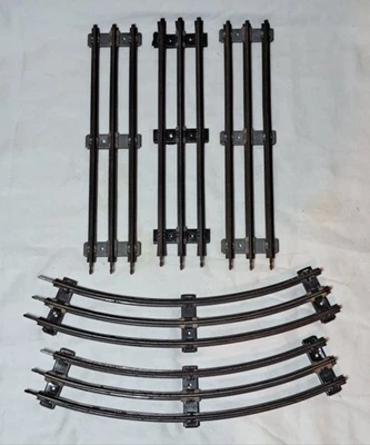 🎅 Vintage O Guage Steel Track Lionel Marx 🚂 2 45° Curved 9" 🚂 3 Straight 9" - Image 1 of 3