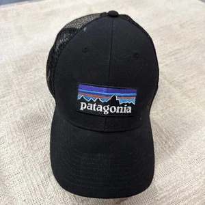 Patagonia Black Trucker Logo Cap SnapBack Hat Mesh Back One Size - Picture 1 of 9