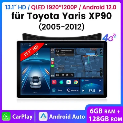13.1" 128GB Für Toyota Yaris XP90 2005-2012 Carplay Android14 Autoradio GPS NAVI - Bild 1 von 4