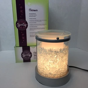Scentsy Warmer ‘Charmer’ Full Size Silver Warmer Base 2 Boxes Colored Glass - Picture 1 of 17