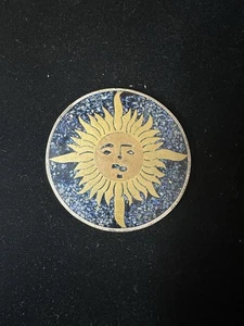 Signierte Taxco Mexico 925 Sterling Silber Bruchstein Sonnengesicht Brosche Anstecknadel - Bild 1 von 6