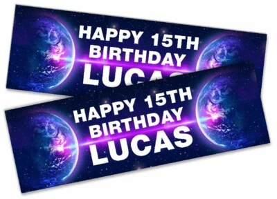 x2 Pancarta de Cumpleaños Personalizada Espacio Adulto Fiesta Decoración 652 Foto 1 de 4