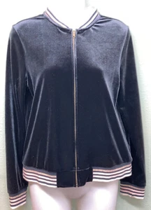 CRB Girl Sz XL (16) Black Velour Shirt Top Long Sleeves Front Zipper PO - Picture 1 of 10