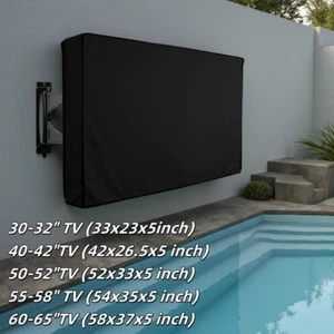 Black Outdoor TV Cover 30-65'' Waterproof Dustproof Flat Television Protector - Picture 1 of 21