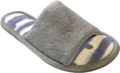 Dearfoams Women's Slide Scuff Slippers with Memory Foam (Medium (7-8), Grey/Str