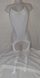 BNWOT Gorgeous white peek-a-boo body stocking Lingerie one size (TV) - Picture 1 of 5
