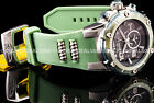 Invicta Men SPEEDWAY CHRONOGRAPH SILVER BLACK DIAL MILITARY GREEN Strap Watch
