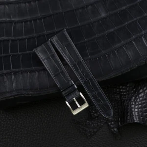 Genuine Real Midnight Blue Alligator Leather Watch Strap Band 18mm 20mm 22mm - Picture 1 of 10