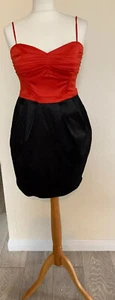 Special Occasion Red And Black Cocktail Dress H& M Size 10 Fitted Boned Bodice - Picture 1 of 4