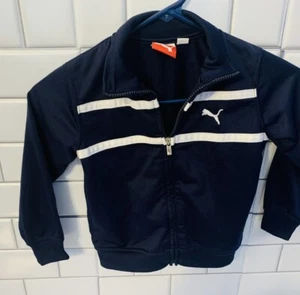 PUMA Boys Small / 4 Blue And White Zip Up Athletic Lightweight Jacket - Picture 1 of 2
