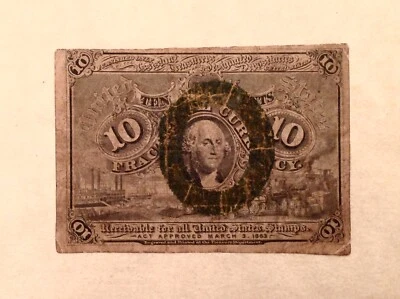 ~ FR. 1245 10 TEN CENTS SECOND ISSUE FRACTIONAL CURRENCY NOTE - Image 1 of 2