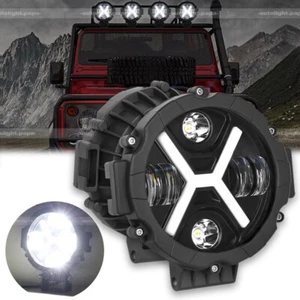 7'' Black LED Pods Work Light Bar Round Driving Fog Headlight Truck Off Road US - Picture 1 of 12