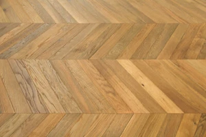 Sample Chevron parquet Smoked &Brushed, Natural Oiled Flooring 18mm SR1806 - Picture 1 of 6