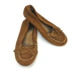 Minnetonka Brown Suede Leather Moccasin Loafer Slippers Women’s Size US 7.5 Used - Picture 1 of 8