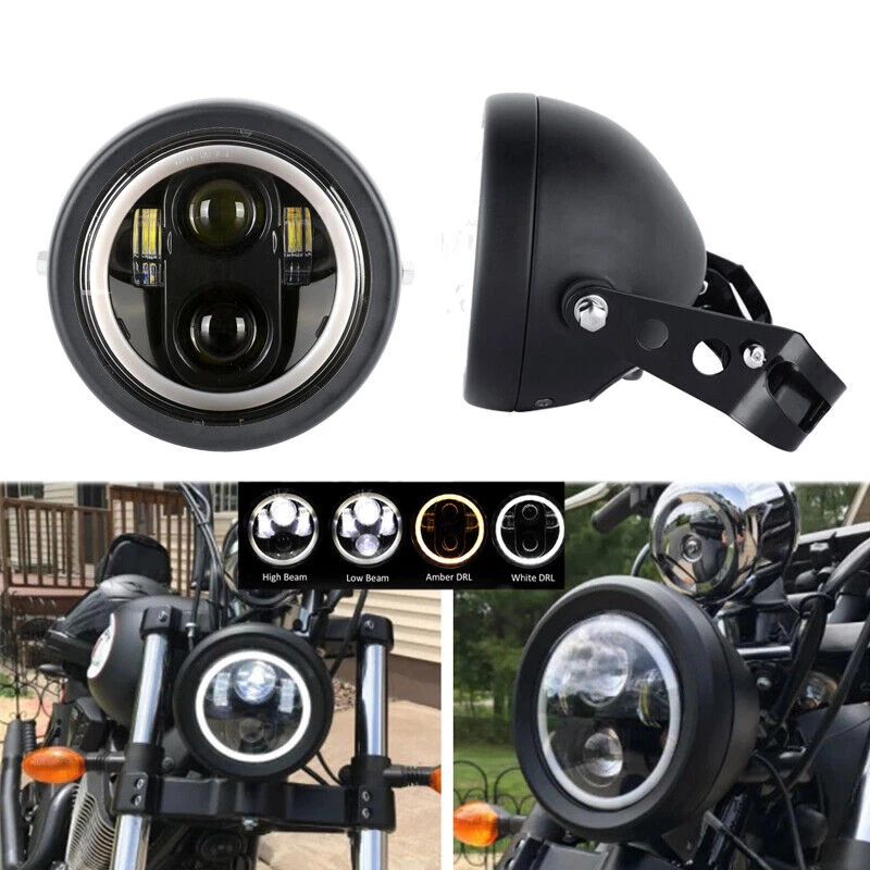 Faro LED más brillante de 5-3/4" 5,75" pulgadas DRL + Soporte de carcasa para motocicleta Foto 1 de 4