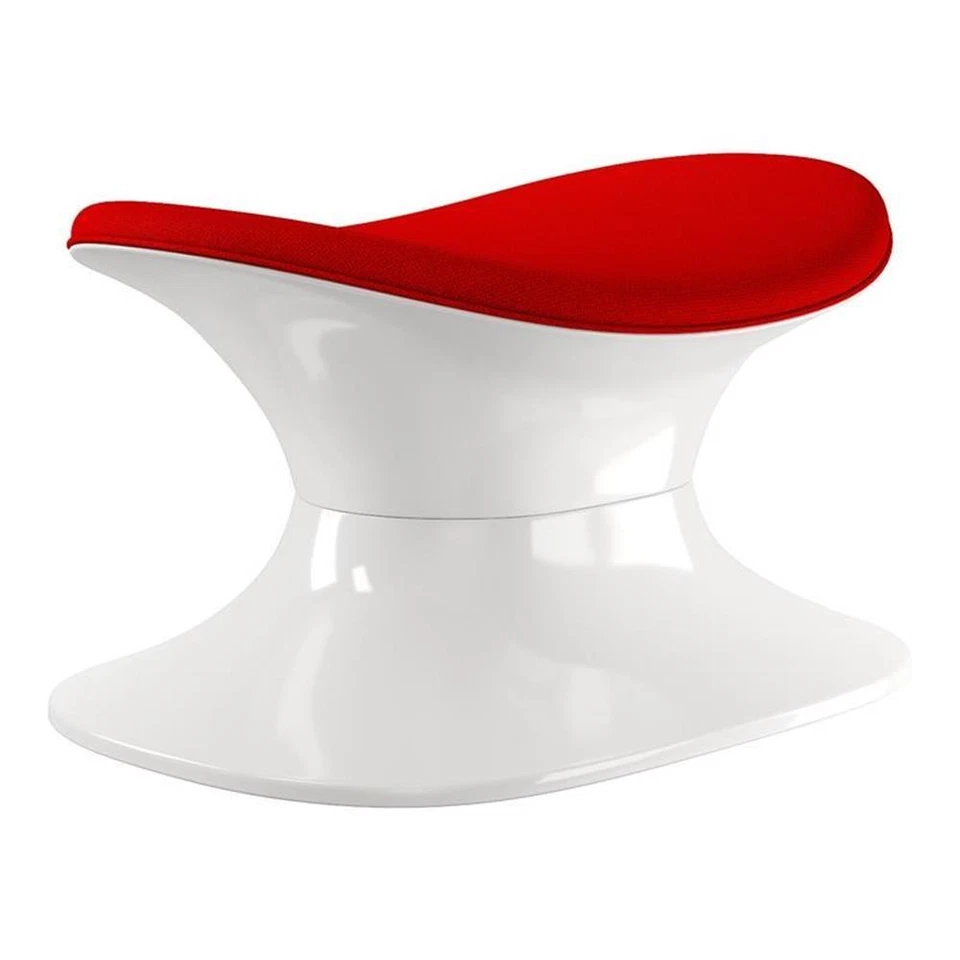 Pemberly Row Modern 14.5" Mid-Century Cotton Alpha Ottoman in Red - Image 1 of 3